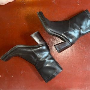90s square toe brown booties